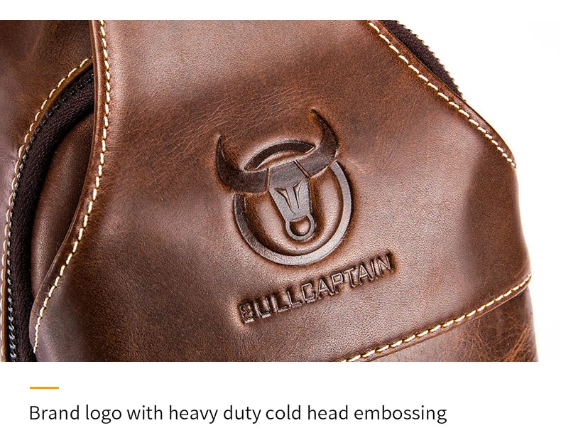 BULLCAPTAIN Sacos De Mensageiro De Couro Saco Casual Dos Homens Para Homens Saco De Peito Marca Designer Multi-Função Fone De Ouvido Jack Pacote De Peito