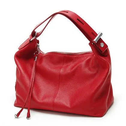 Bolsa de Ombro Grande Zency 100% Couro Genuíno para Mulheres, Bolsa Tote, Bolsa de Mão, Bolsa Hobo de Couro Preto, Bolsas com Zíper para Usar Debaixo do Braço