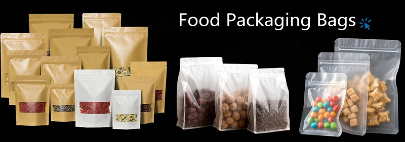 50 pçs embalagem de alimentos folha de alumínio levante-se saco de armazenamento em casa chá grãos de café suprimentos sacos ziplock com janela resealable