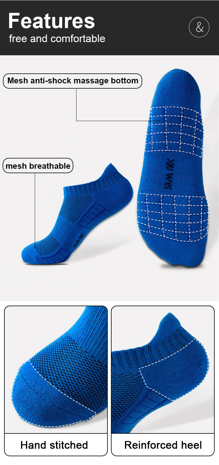 ‌ Meias esportivas masculinas, 3/5/10 pares, meias curtas para corrida, secagem rápida, malha respirável, meias curtas leves, confortáveis e anti-odor