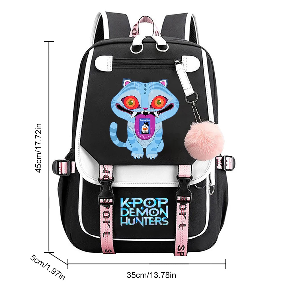 Mochila escolar para estudantes kpop demon hunters, mochila diária 2025 com estampa de filme quente para meninas, bolsa escolar esportiva ao ar livre