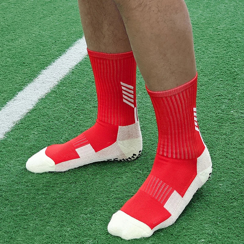 Meias de corrida de poliamida, Meias de futebol de tubo médio, Antiderrapantes pontilhadas, Meias de ciclismo masculinas