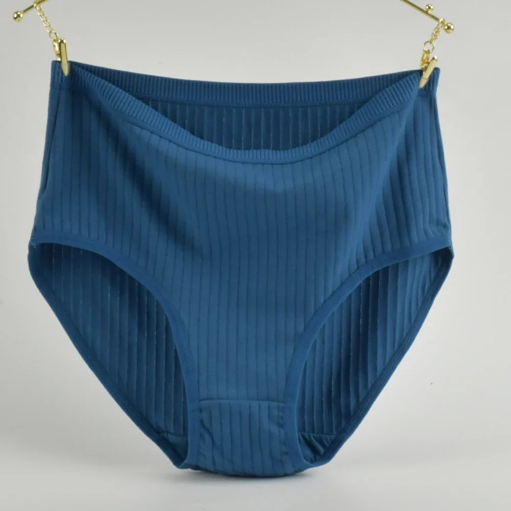 Calcinha de algodão de cintura alta macia roupa interior para mulher respirável plus size mulher briefs lingerie feminina calcinha listrada