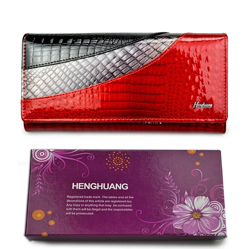 Hh carteiras femininas design da marca carteira de couro de alta qualidade feminino ferrolho moda jacaré longo carteiras e bolsas