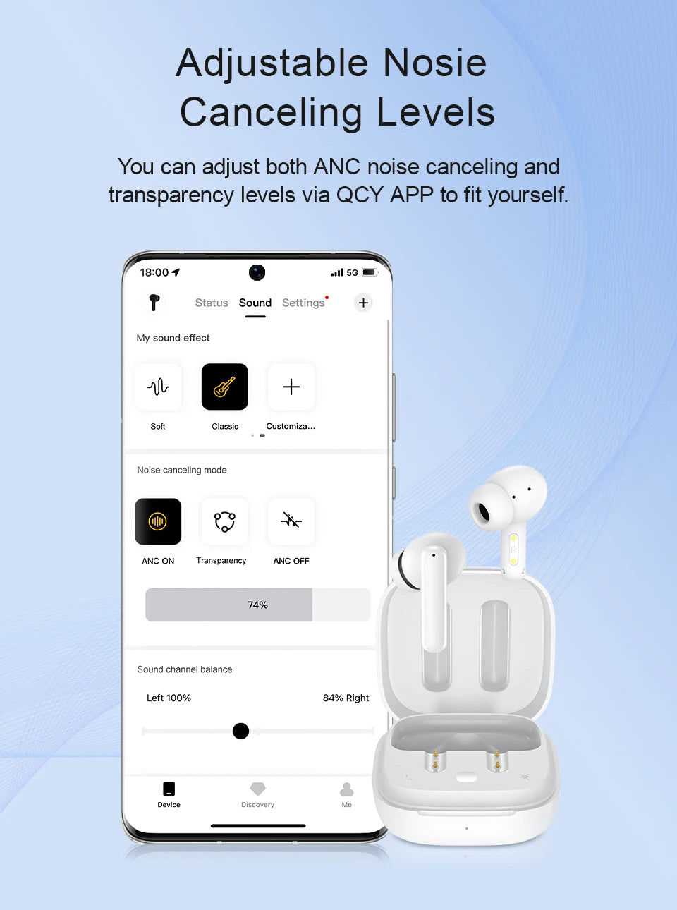 QCY-T13 ANC Fones De Ouvido Sem Fio, Bluetooth 5.3 TWS, ANC, Auscultadores De Cancelamento De Ruído, 4 Microfones ENC Headset, In-Ear, Handfree Earbuds