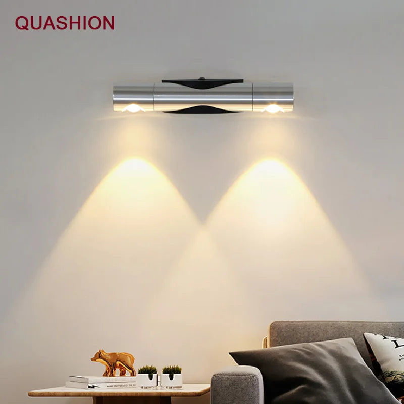 Adjustable LED double-head rotating aluminum wall lamp bedroom bedside living room corridor lamps spotlights decoration ambient lamps