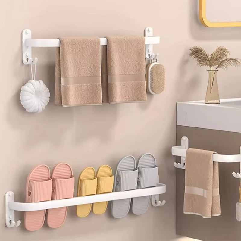 Cabide de toalha com gancho de suspensão montagem na parede toalheiro espaço alumínio moda barra toalha titular do banheiro