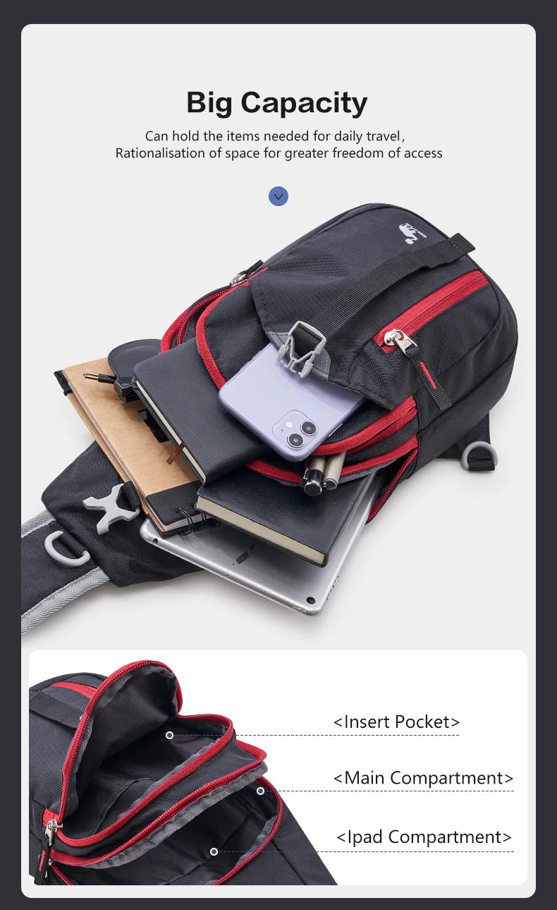 OIWAS Bolsa casual masculina de ombro, bolsa casual masculina com uma alça, leve, bolsa masculina para viagem, esporte