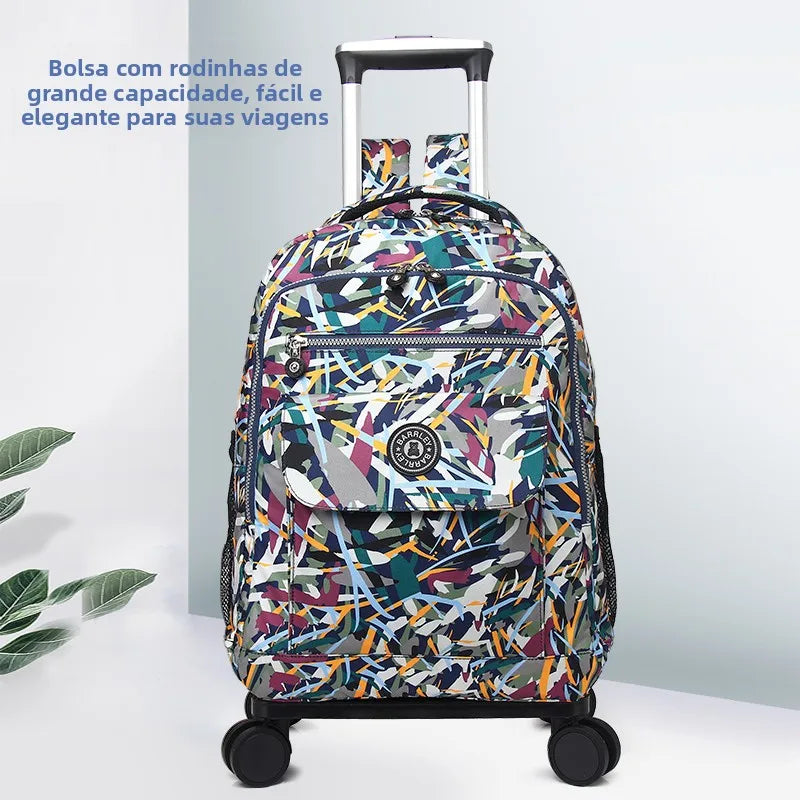 Nova Mala de Viagem de Grande Capacidade com Alça Retrátil, Bolsa de Mão para Viagens de Longa e Curta Distância, Mala de Nyl...
