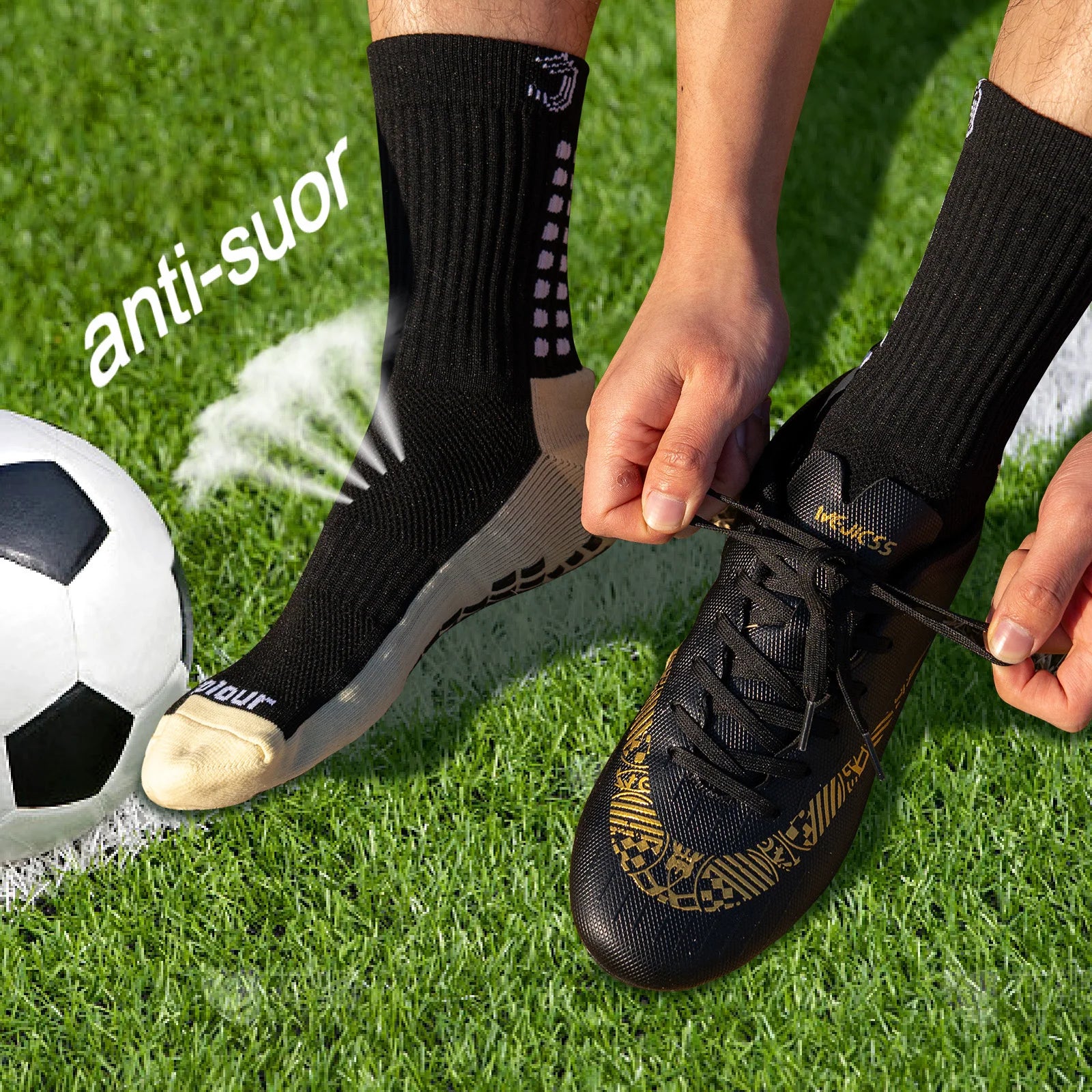 Meias de futebol masculinas, Meia poliamida corrida, Meia antiderrapante futebol, Meias de corrida de tubo médio