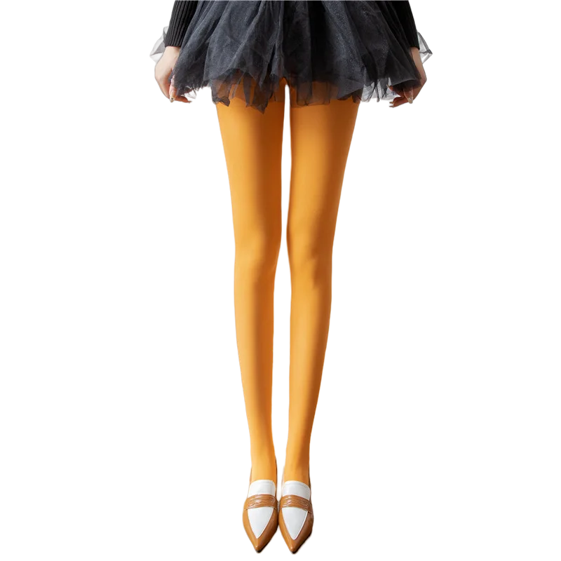 Nova Coleção Primavera 2025: Meias-Calças Femininas de Veludo Opaco 80D, Coloridas e Elásticas, Cores Vibrantes (Dopamine Colors)