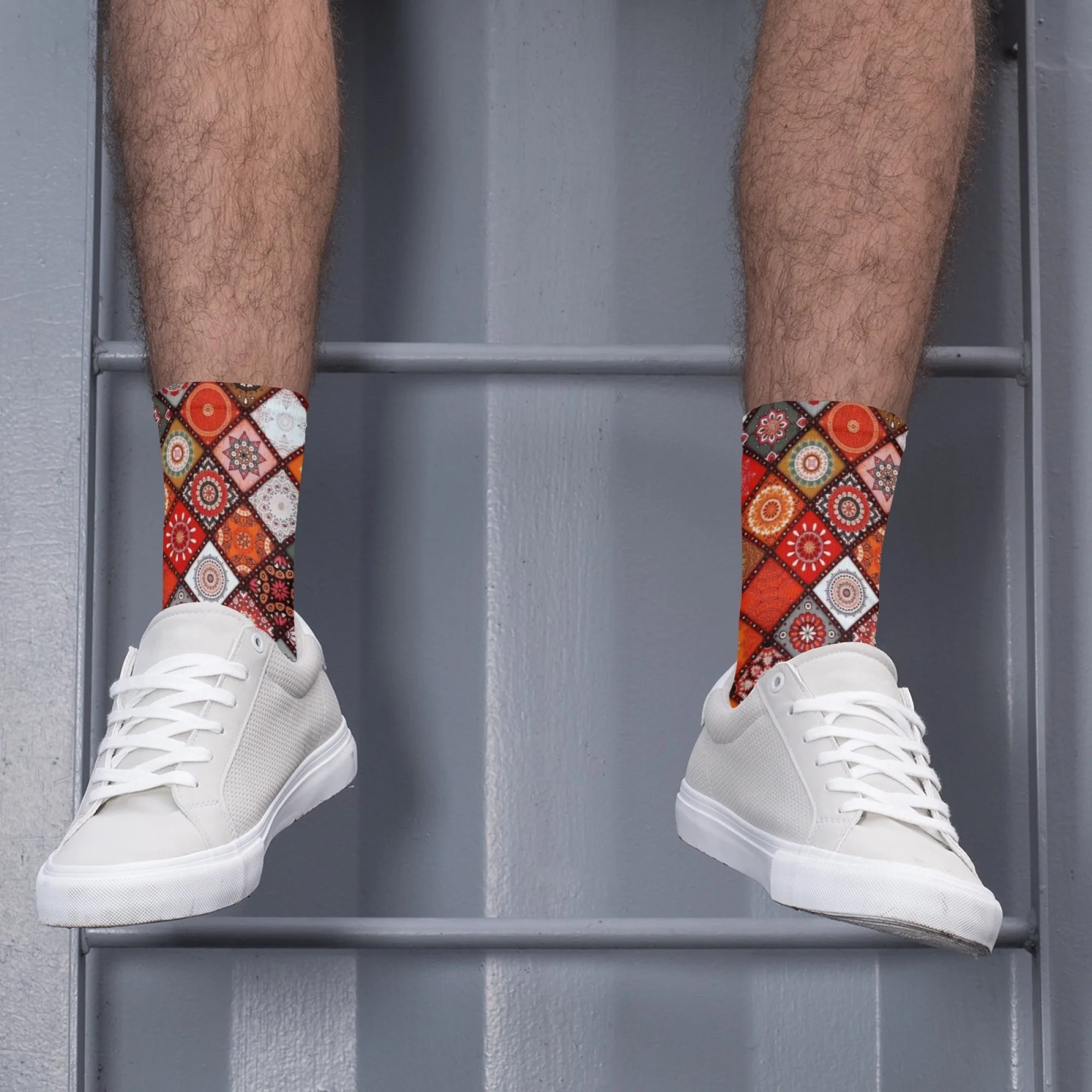 Novidade étnica boêmio impressão meias masculinas confortáveis respirável antiderrapante meias casuais harajuku retro rua meias de compressão