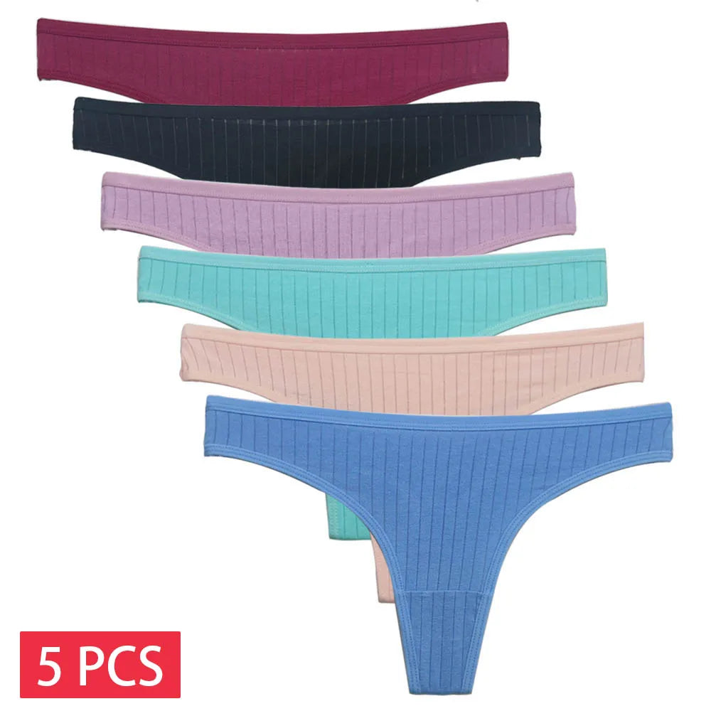 5 pçs/set calcinha de algodão g-string calcinha feminina sexy lingerie feminina tanga para mulher cor sólida calcinha íntima