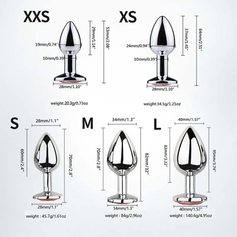 5 tamanho/conjunto de metal anal plug butt plug brinquedos sexuais brinquedos de bunda para mulheres/homens/caspas adulto jogo masturbador anal diamante sex shop