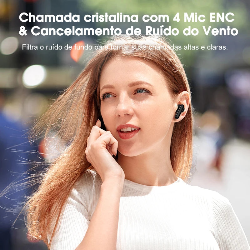 QCY-T13 ANC Fones De Ouvido Sem Fio, Bluetooth 5.3 TWS, ANC, Auscultadores De Cancelamento De Ruído, 4 Microfones ENC Headset, In-Ear, Handfree Earbuds