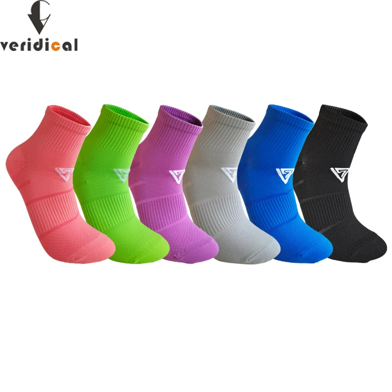 5 pares de meias curtas esportivas masculinas, meias de nylon de cores brilhantes, macias, de secagem rápida, antiderrapantes, para fitness, ciclismo ao ar livre, corrida, viagem