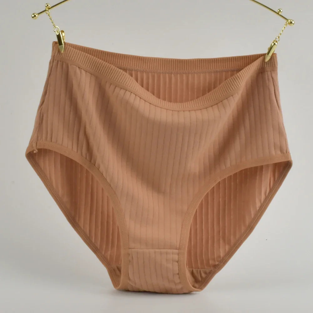 Calcinha de algodão de cintura alta macia roupa interior para mulher respirável plus size mulher briefs lingerie feminina calcinha listrada