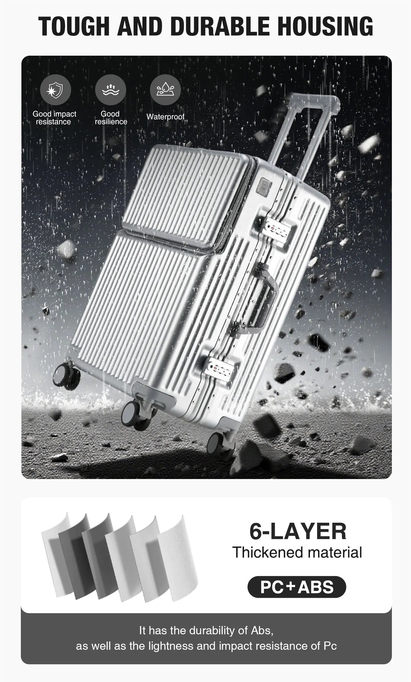 Mala de Alumínio Leve AIWEINY, Com Estrutura de PC, 360 °   Rodas Silenciosas, Cadeado TSA, Bagagem de Mão e de Transporte de 20/24/27 Polegadas