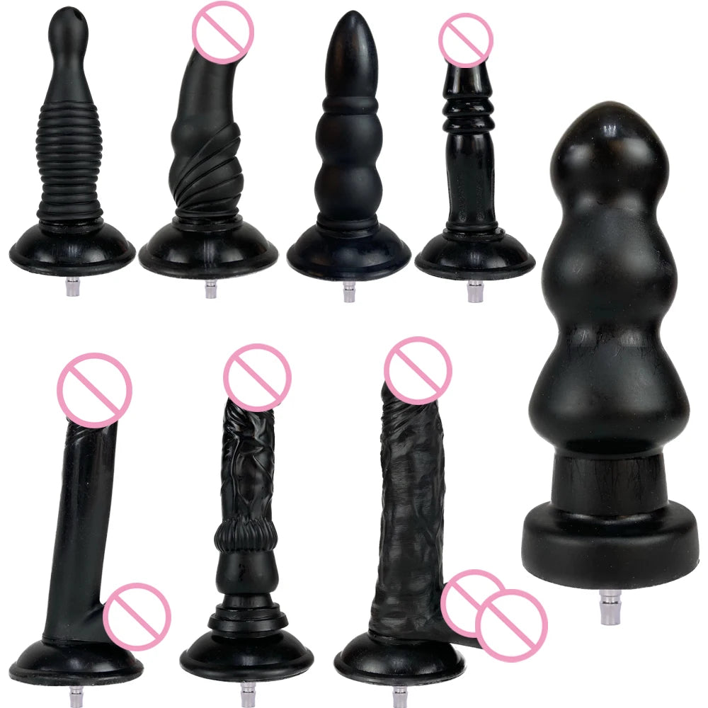 ROUGH BEAST Acessórios para Máquinas Sexuais: Dildos Grandes Pretos de Cor de Pele para Máquinas Vac-u-lock, compatíveis com máquinas de lojas.