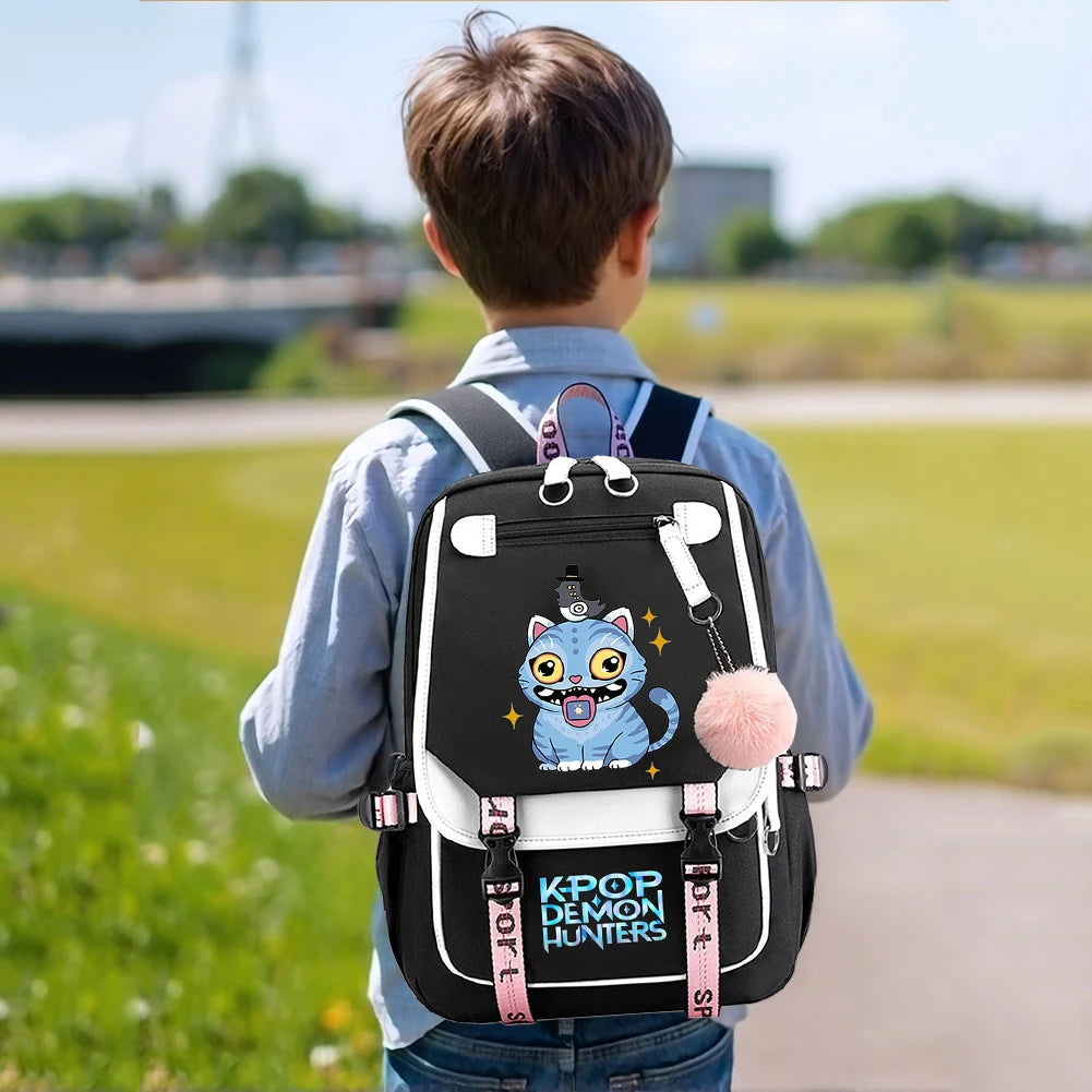 Mochila escolar para estudantes kpop demon hunters, mochila diária 2025 com estampa de filme quente para meninas, bolsa escolar esportiva ao ar livre