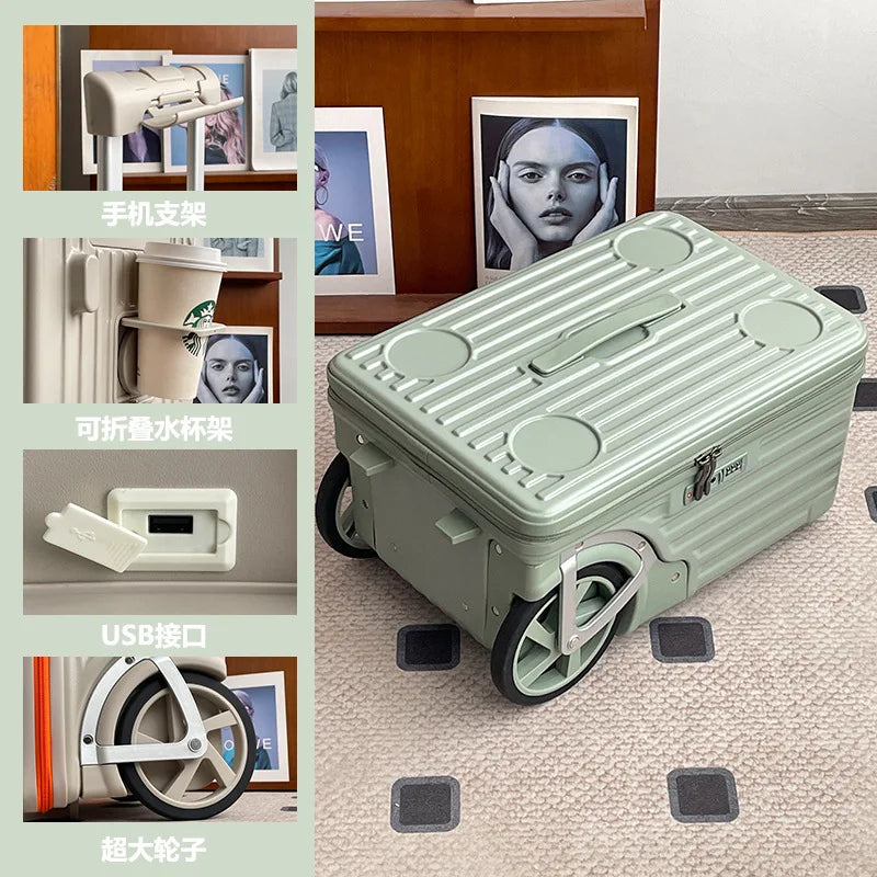 Mala de viagem com abertura lateral para bagagem de mão Mala de viagem com rodas super grandes Mala de mão de 20 polegadas Ij¢عات