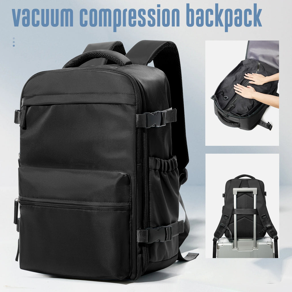 Mochila de viagem a vácuo para homens, mochila de grande capacidade para laptop de negócios, mochila expansível para homens e mulheres, bolsa escolar