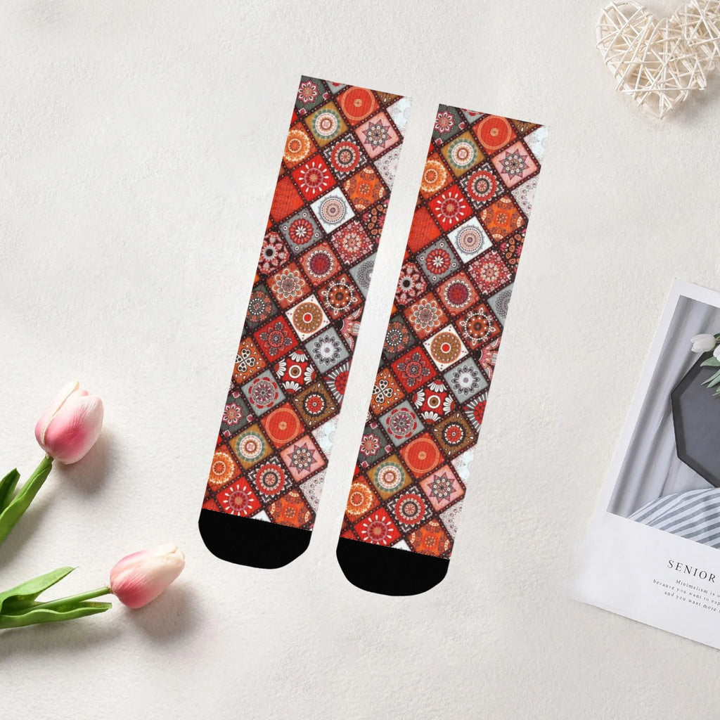 Novidade étnica boêmio impressão meias masculinas confortáveis respirável antiderrapante meias casuais harajuku retro rua meias de compressão