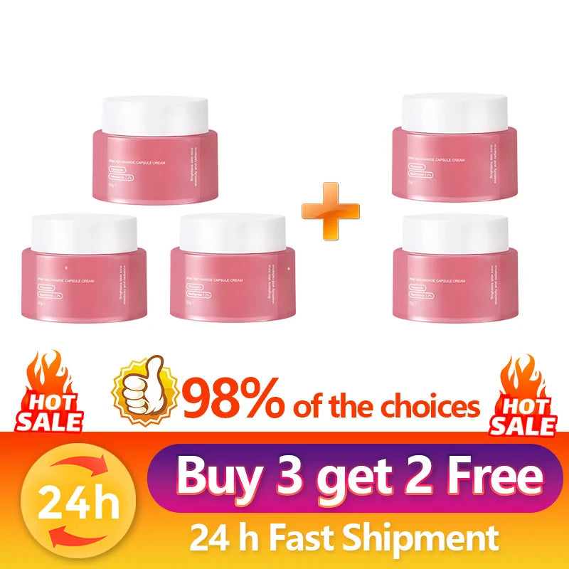 Creme de Colágeno Rosa PDRN com Niacinamida para Tom de Pele Irregular, Hidratante Facial Leve e Não Oleoso