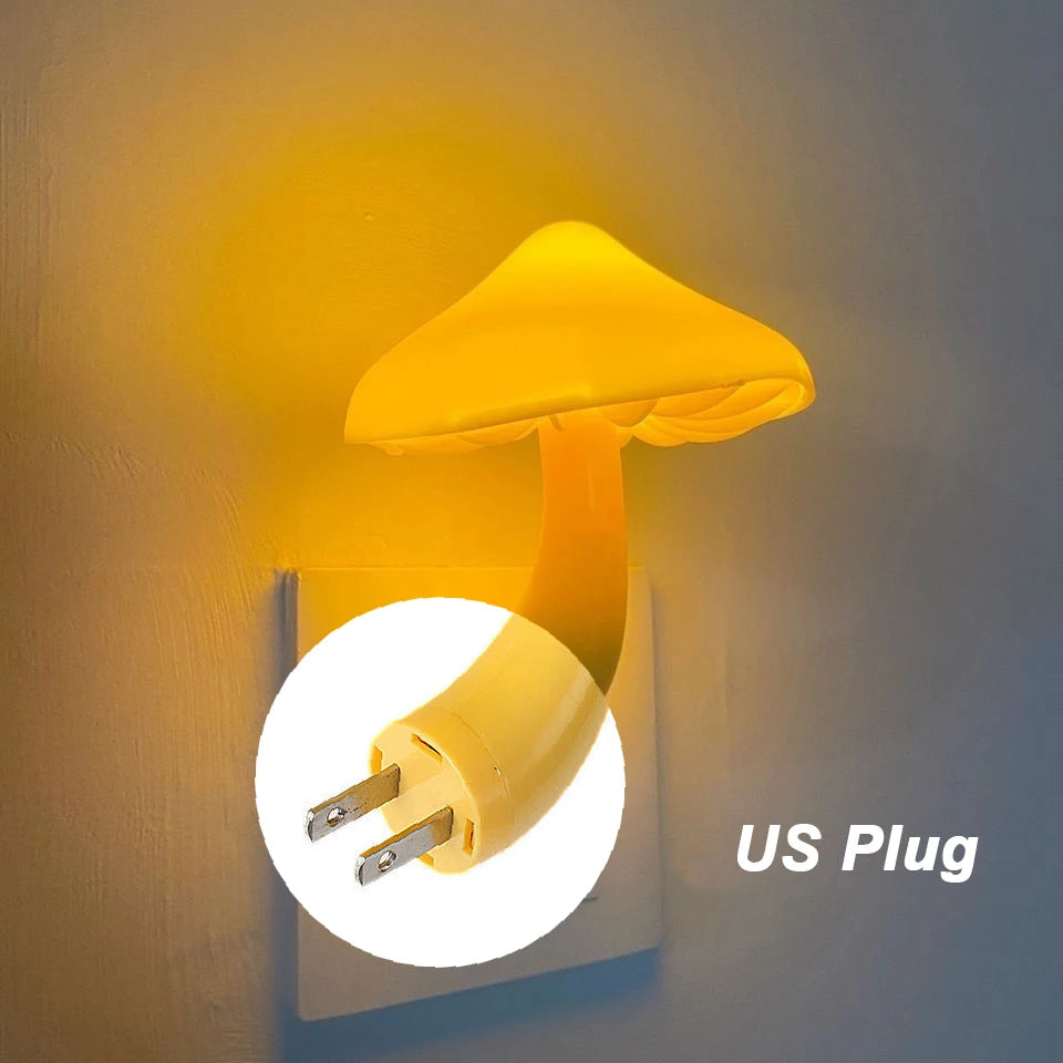 Ue eua plug led night light cogumelo tomada de parede luzes lâmpada para o quarto decoração de casa lâmpada sensor controlado por luz