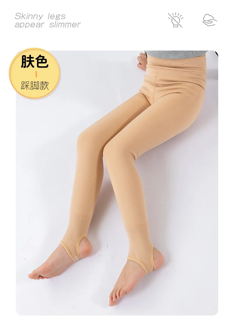 Alta qualidade inverno pele meninas leggings grosso veludo crianças calças quentes cintura elástica algodão crianças meninas pantalone