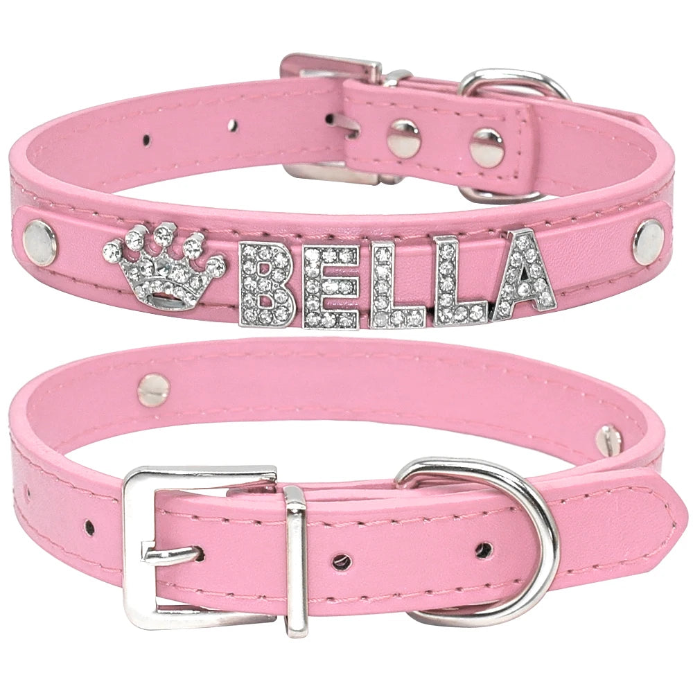 Coleira de cachorro com strass brilhante, coleira personalizada para cães pequenos chihuahua, nome grátis, acessórios para animais de estimação