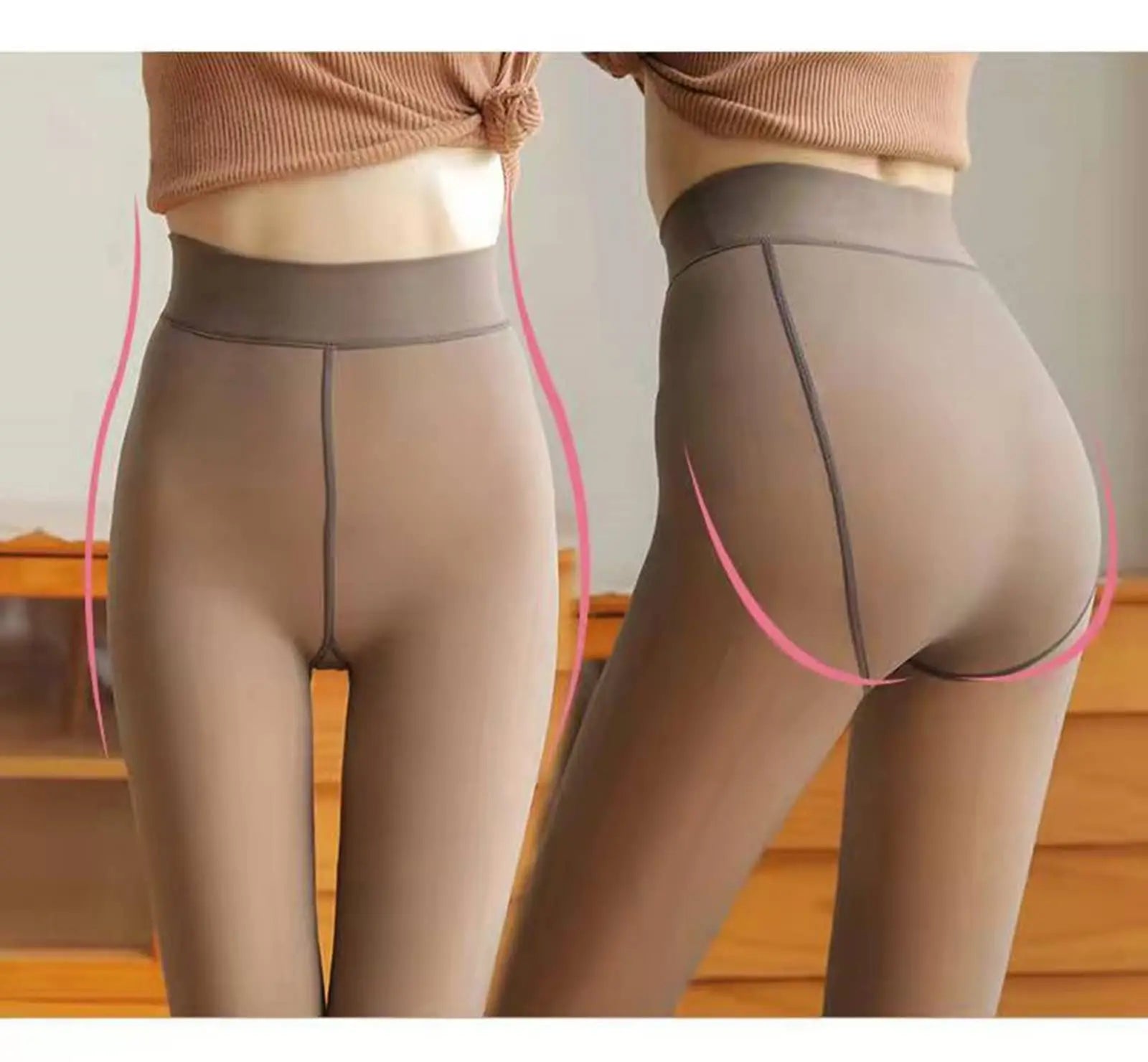 Inverno quente leggings sexy magro translúcido meia-calça de náilon cintura alta elástica grossa lã meias calças femininas legging térmica