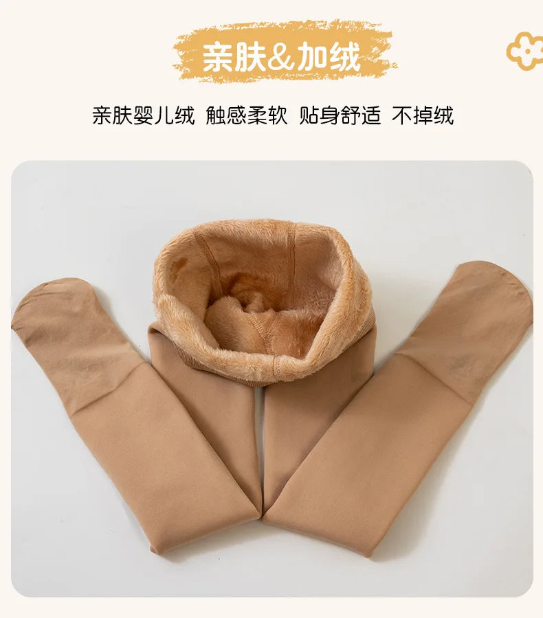 Alta qualidade inverno pele meninas leggings grosso veludo crianças calças quentes cintura elástica algodão crianças meninas pantalone