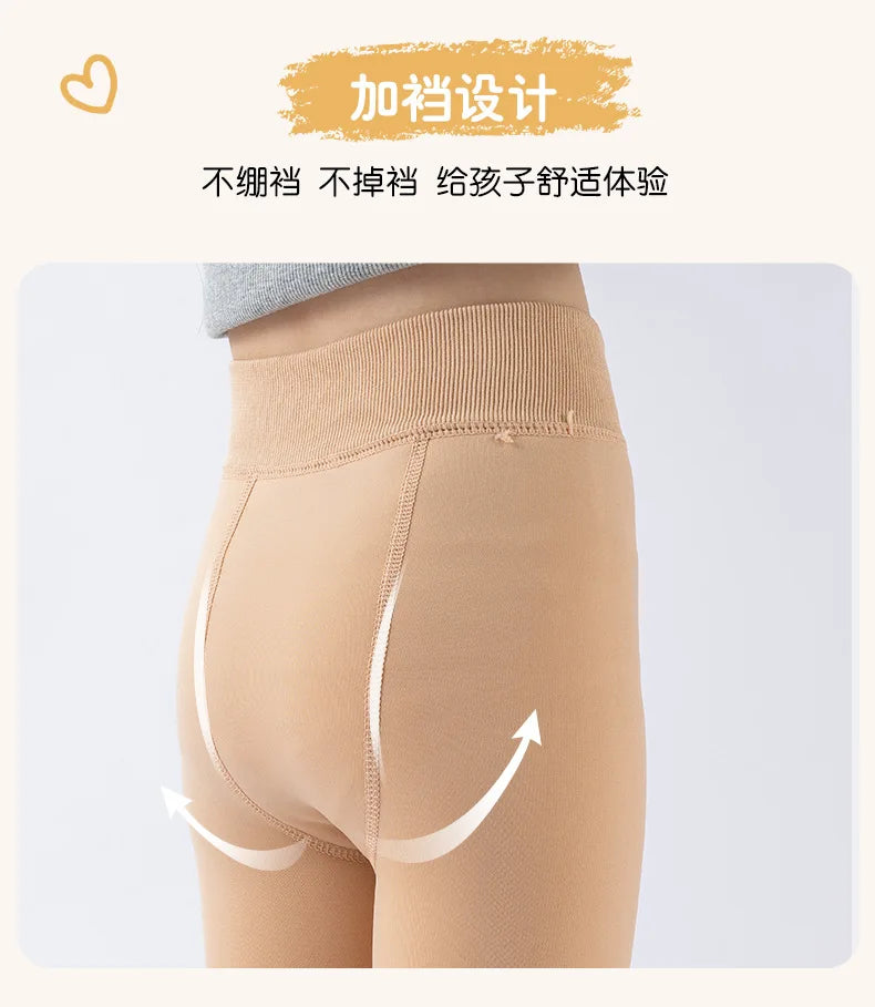 Alta qualidade inverno pele meninas leggings grosso veludo crianças calças quentes cintura elástica algodão crianças meninas pantalone