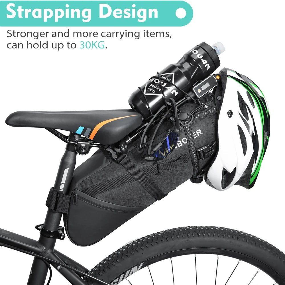 Newboler 15l grande capacidade saco de bicicleta à prova dwaterproof água alforje ciclismo saco cauda mtb dobrável saco traseiro bagagem da bicicleta estrada