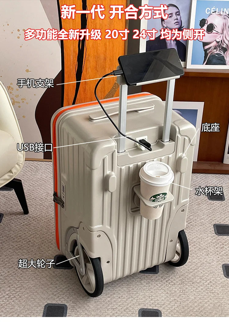 Mala de viagem com abertura lateral para bagagem de mão Mala de viagem com rodas super grandes Mala de mão de 20 polegadas Ij¢عات