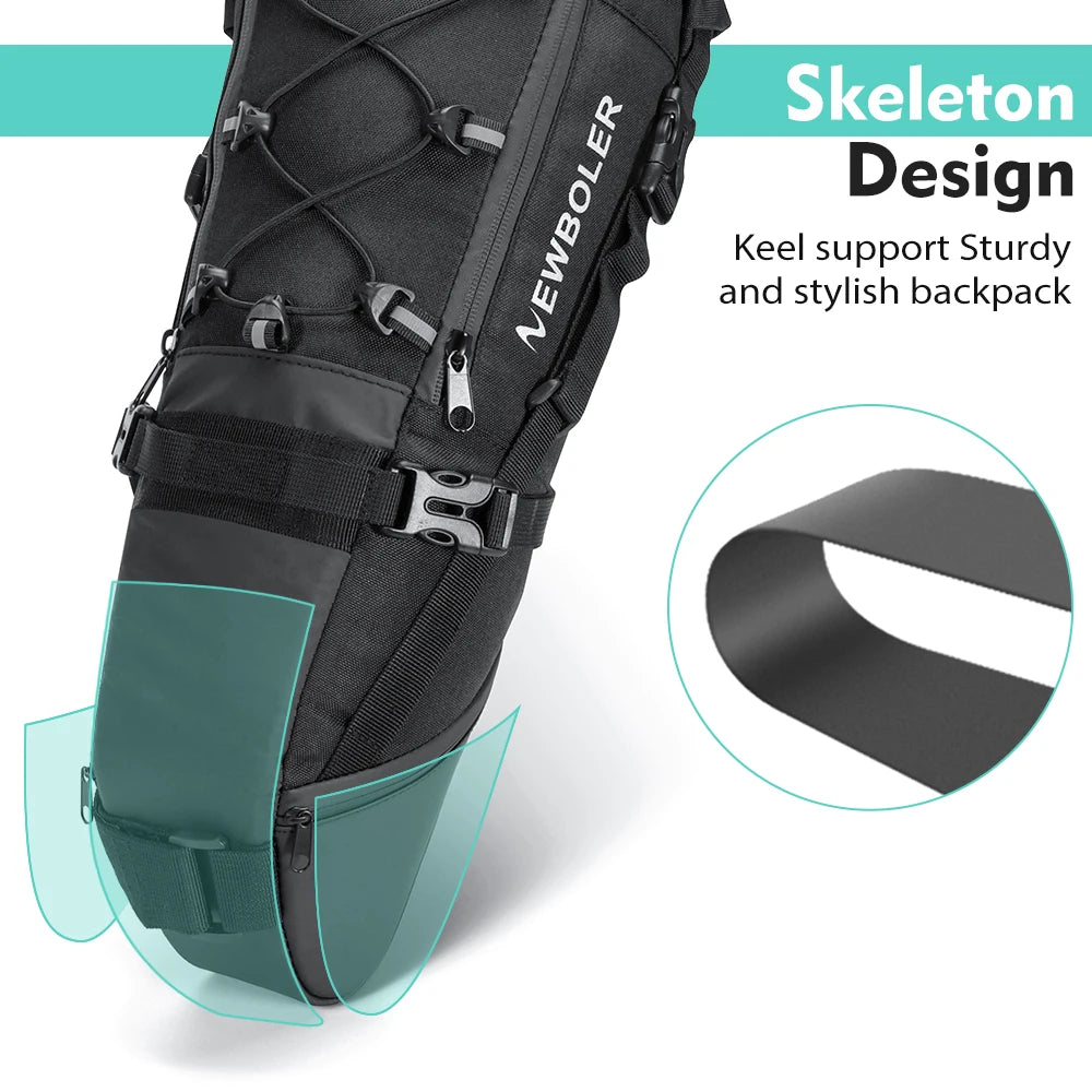 Newboler 15l grande capacidade saco de bicicleta à prova dwaterproof água alforje ciclismo saco cauda mtb dobrável saco traseiro bagagem da bicicleta estrada