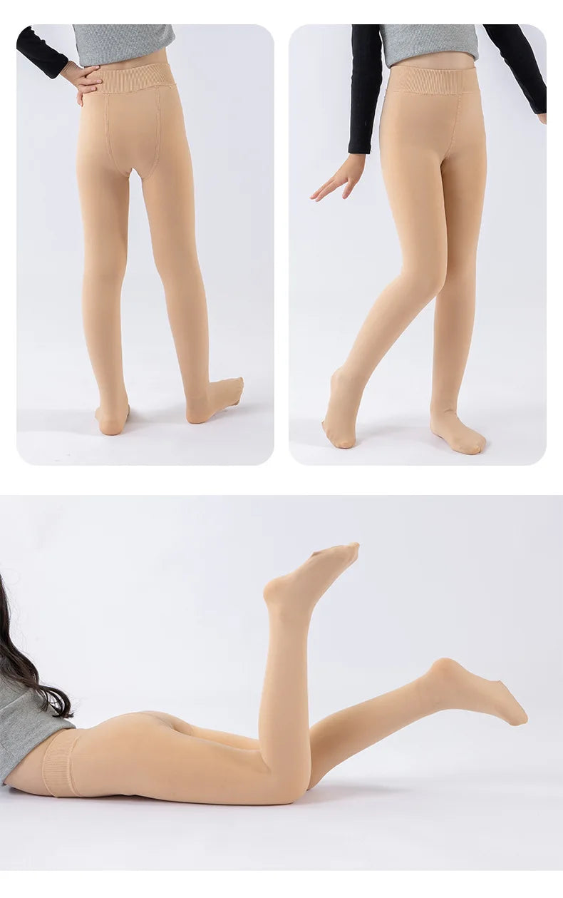 Alta qualidade inverno pele meninas leggings grosso veludo crianças calças quentes cintura elástica algodão crianças meninas pantalone