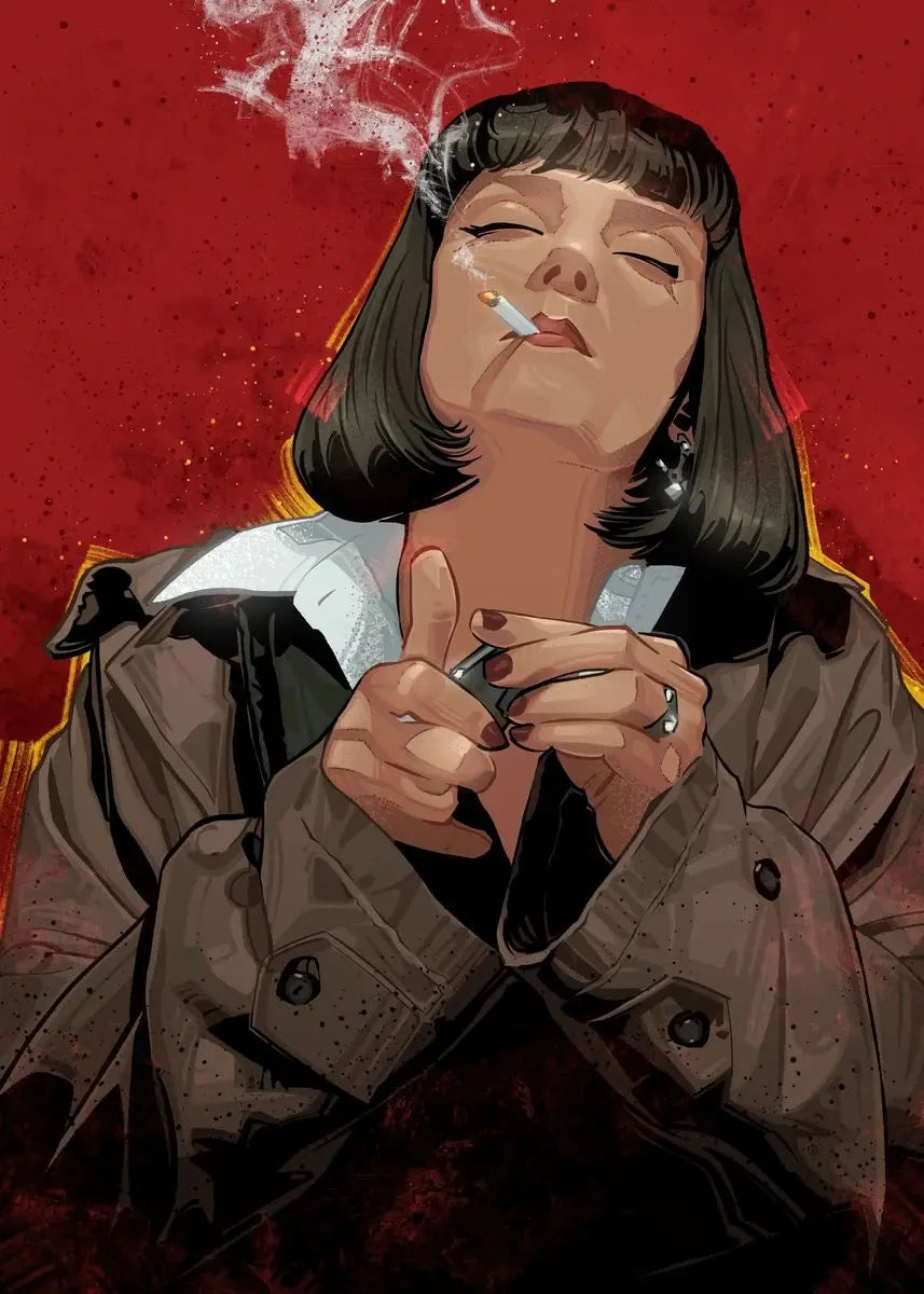 Pop Fiction Movie Classic Posters, Smoking In Bed, Retro Wall Art, Print Picture, Canvas Painting For Living Room, Home Decor