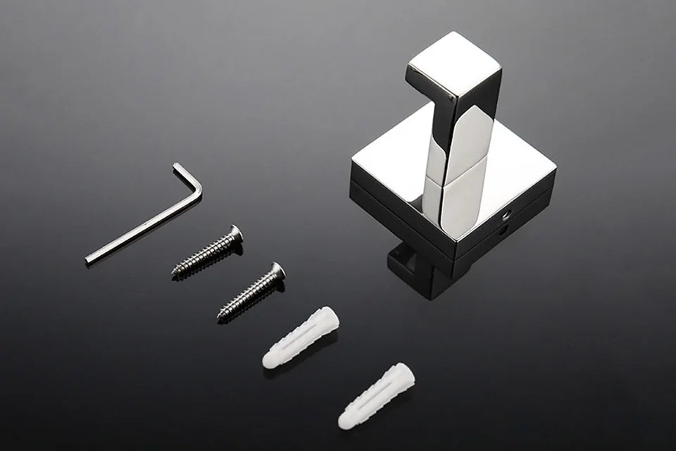 Acessórios de Banheiro em Aço Inoxidável Cromado Polido: Suporte para Toalha, Suporte para Papel Higiênico, Barra para Toalha e Gancho
