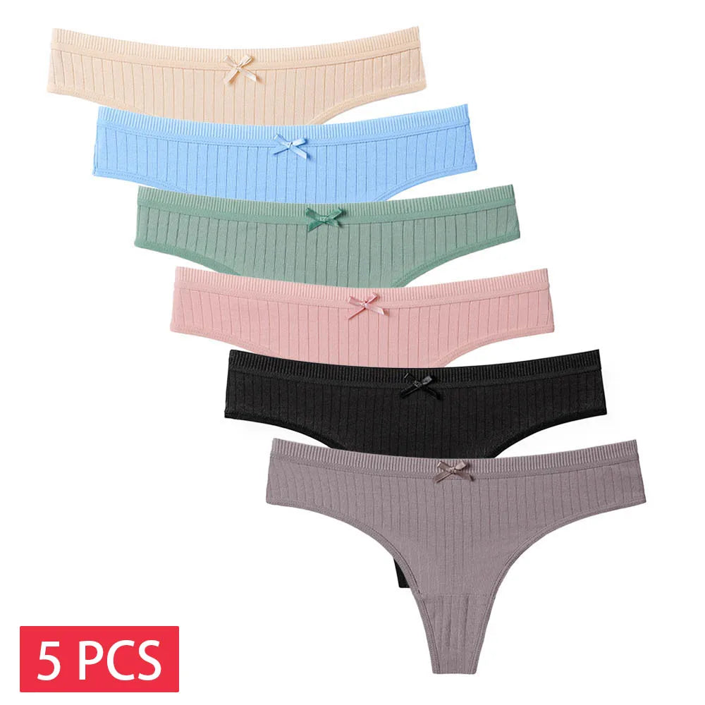 5 pçs/set calcinha de algodão g-string calcinha feminina sexy lingerie feminina tanga para mulher cor sólida calcinha íntima