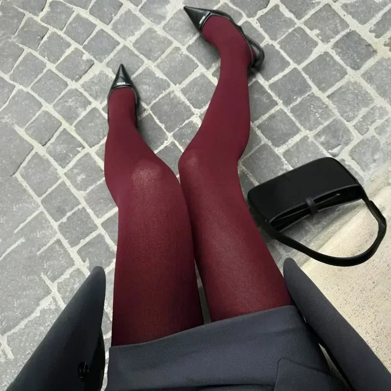 Talenza meias femininas finas meia-calça super elástica tamanho grande leggings vermelho feminino sexy collants primavera outono inverno