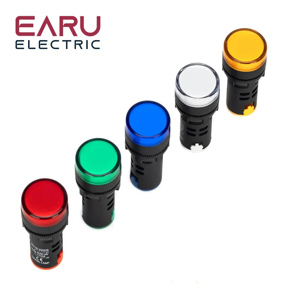 1 peça 16mm sinal de montagem em painel luz indicadora led azul verde vermelho branco amarelo lâmpada piloto ac dc 12v 24v 220v AD16-16C