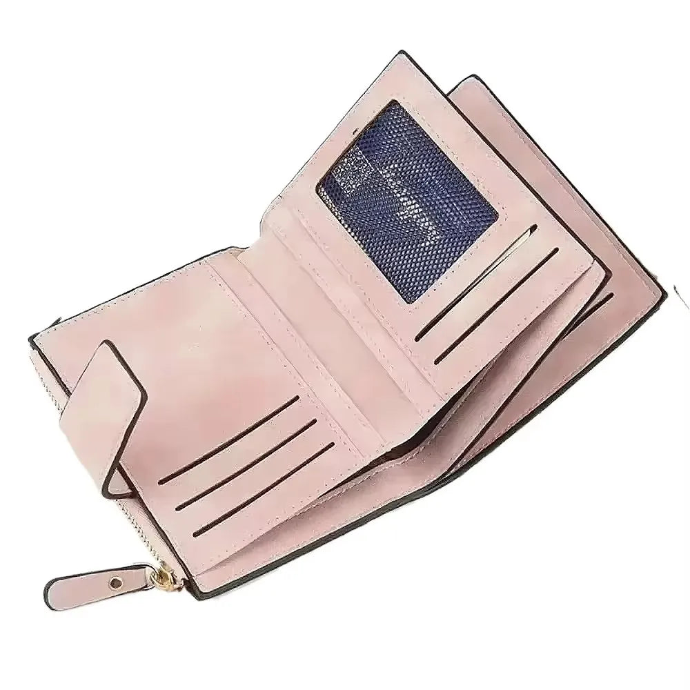 Carteira feminina de couro luxuosa, grande capacidade, slots para vários cartões, bolso fino para moedas, porta-cartões, carteira para mulheres