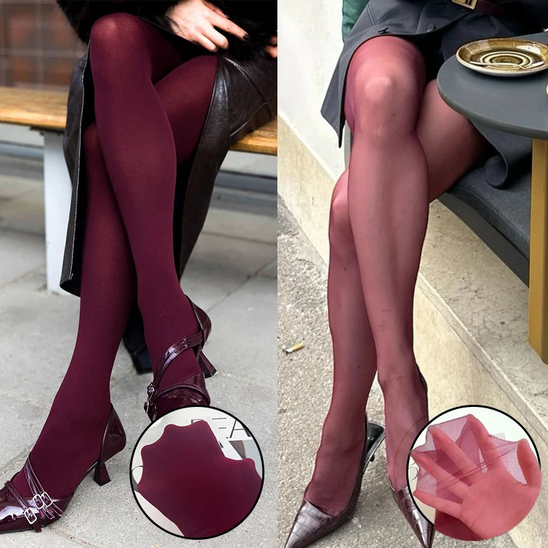 Talenza meias femininas finas meia-calça super elástica tamanho grande leggings vermelho feminino sexy collants primavera outono inverno