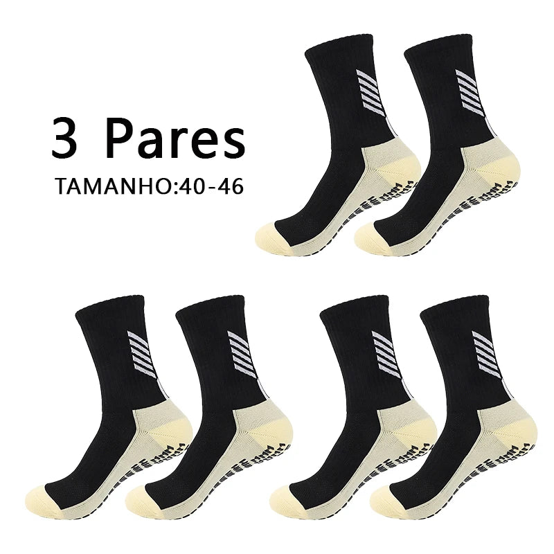 Meias de corrida de poliamida, Meias de futebol de tubo médio, Antiderrapantes pontilhadas, Meias de ciclismo masculinas