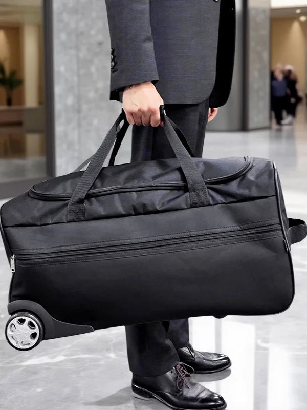 Nova Bolsa de Viagem em Tecido Oxford 2025 com Rodas, Leve e Portátil, para Homens e Mulheres, Estilo Esportivo, Dobrável