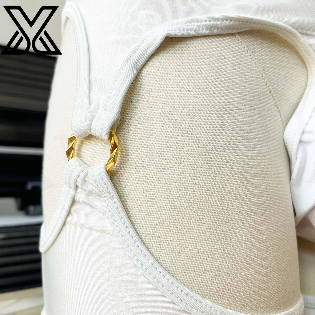 XMJXMY Roupa íntima masculina sexy e sexy com nádegas expostas e anel de metal oco, trajes de banho de praia