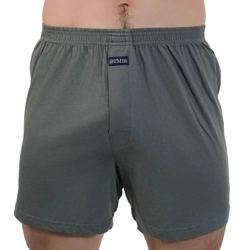 Homens puro algodão boxer shorts homem cintura alta grande roupa interior casual sólida cuecas plus size alo calças pijama boxers M-3XL 2025