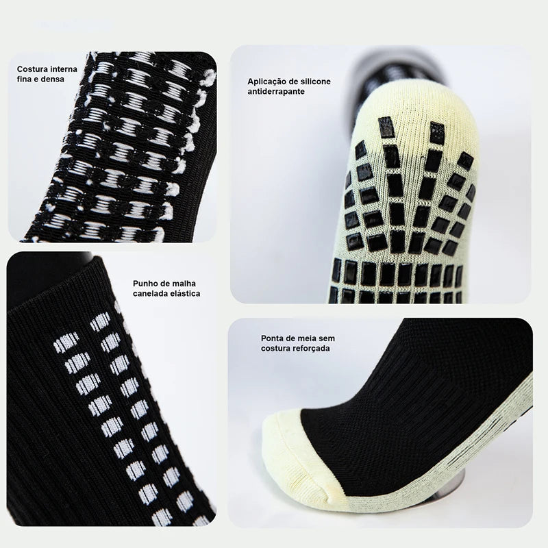 Meias de futebol masculinas, Meia poliamida corrida, Meia antiderrapante futebol, Meias de corrida de tubo médio